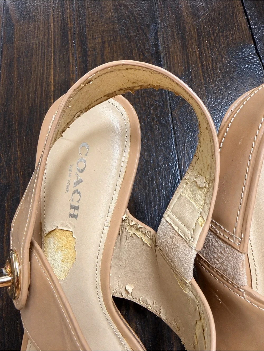 Coach Nude Patent Leather Slingback Heeled Sandals Size 7.5B